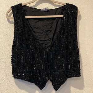 90s Silk beaded sequins‎ vest